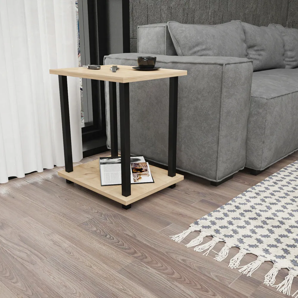 Gurnee Side Table - Black and Oak