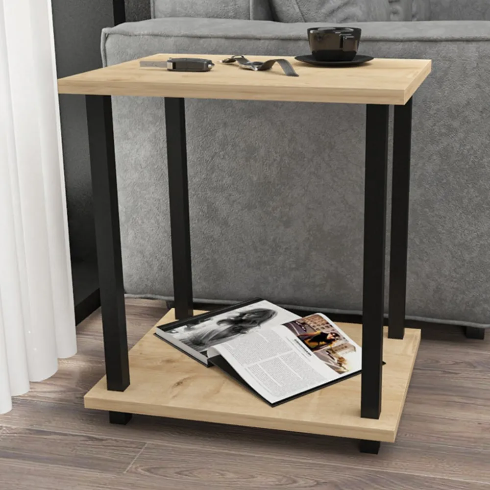 Gurnee Side Table - Black and Oak image