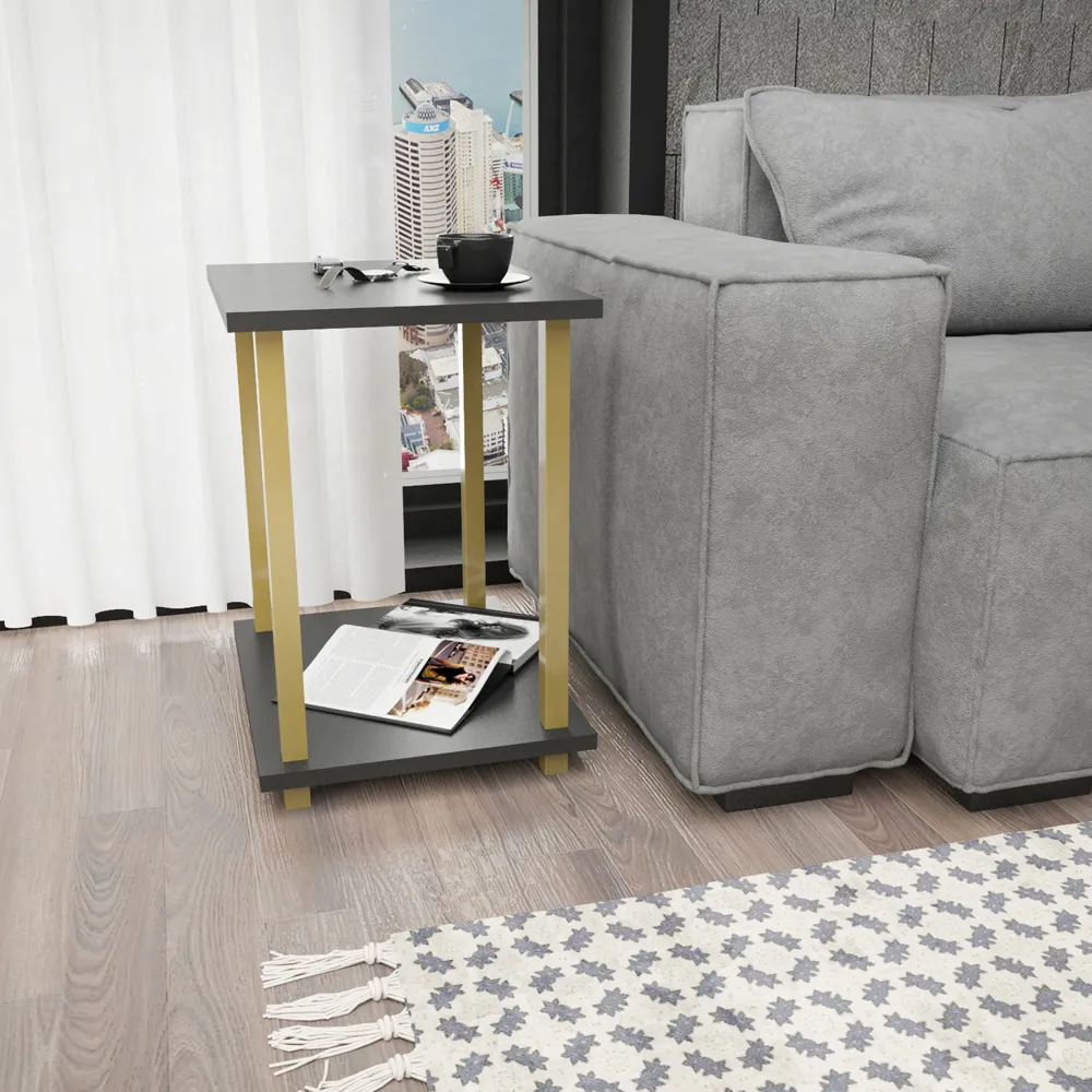 Gurnee Side Table - Gold, Anthracite