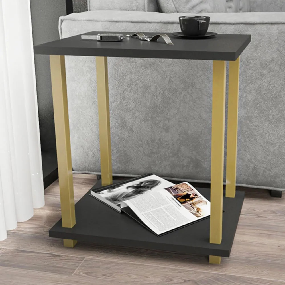 Gurnee Side Table - Gold, Anthracite image