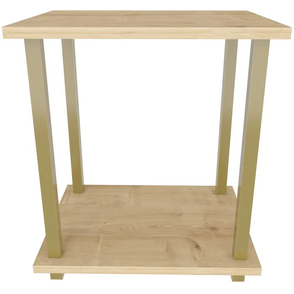 Gurnee Side Table - Gold, Oak