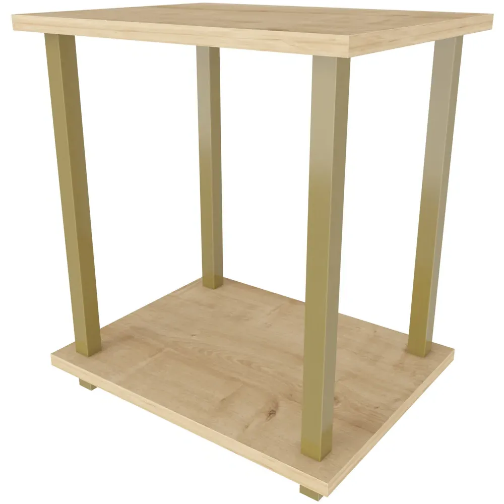Gurnee Side Table - Gold, Oak