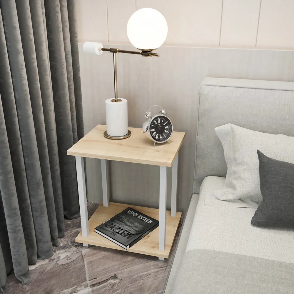 Gurnee Side Table - White and Oak