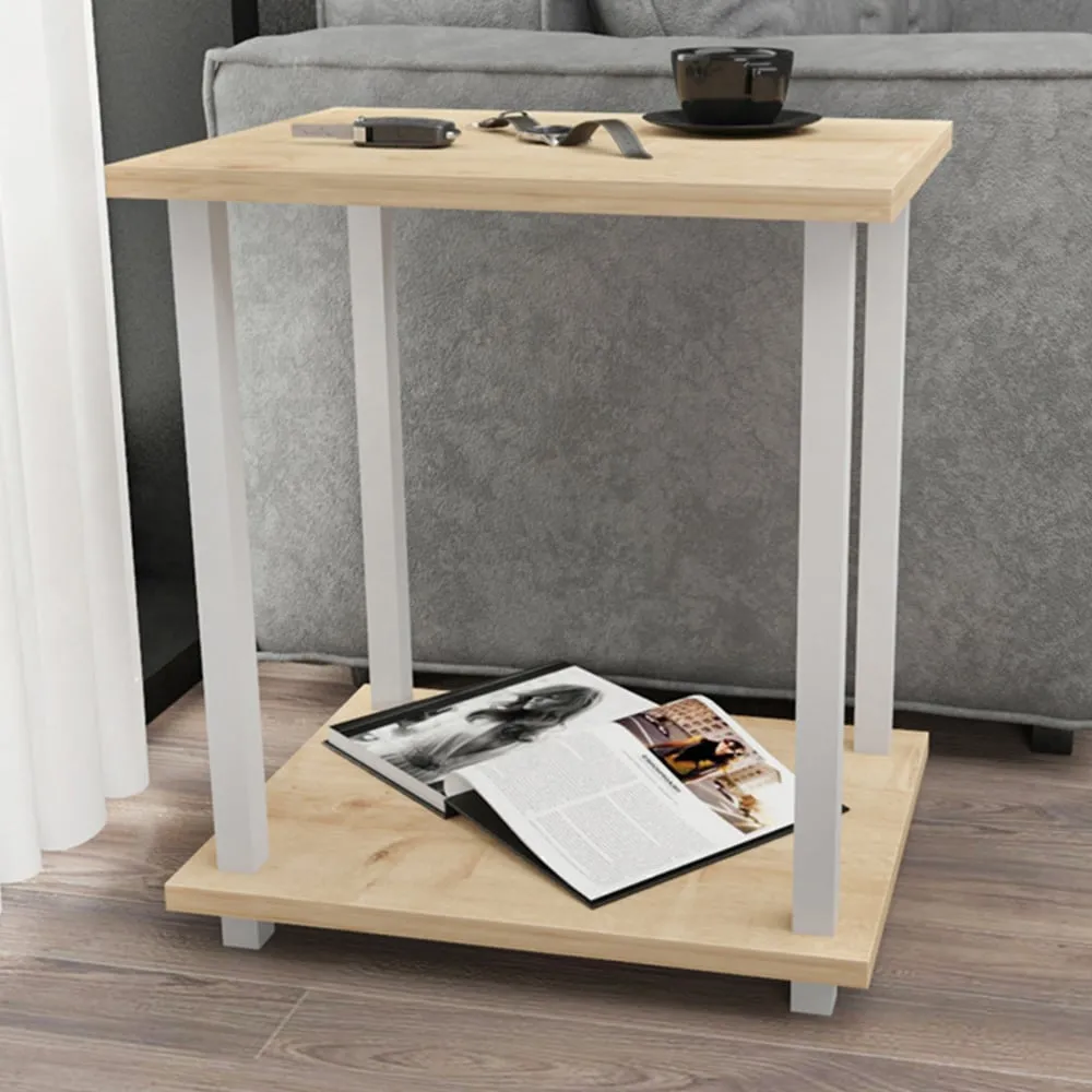 Gurnee Side Table - White and Oak