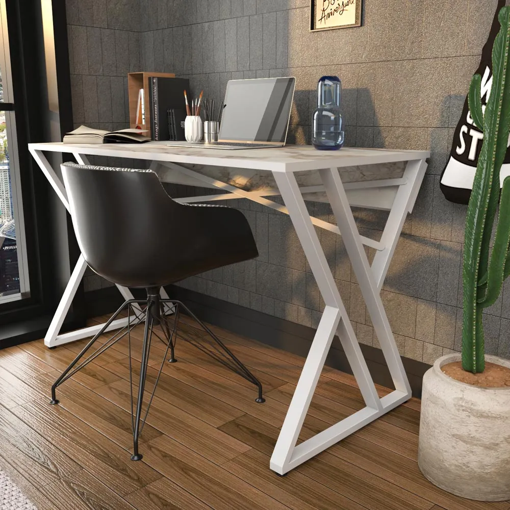 Gyza Computer Desk - White Marble