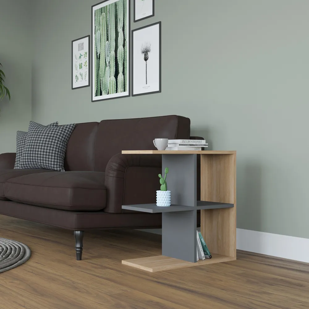 Hamlet 4 Shelf Side Table - Oak, Anthracite