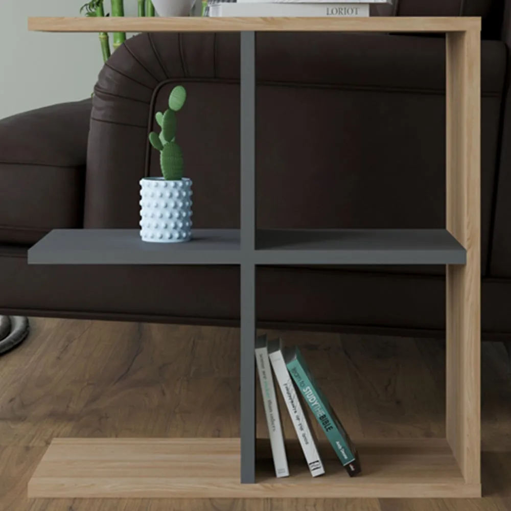 Hamlet 4 Shelf Side Table - Oak, Anthracite