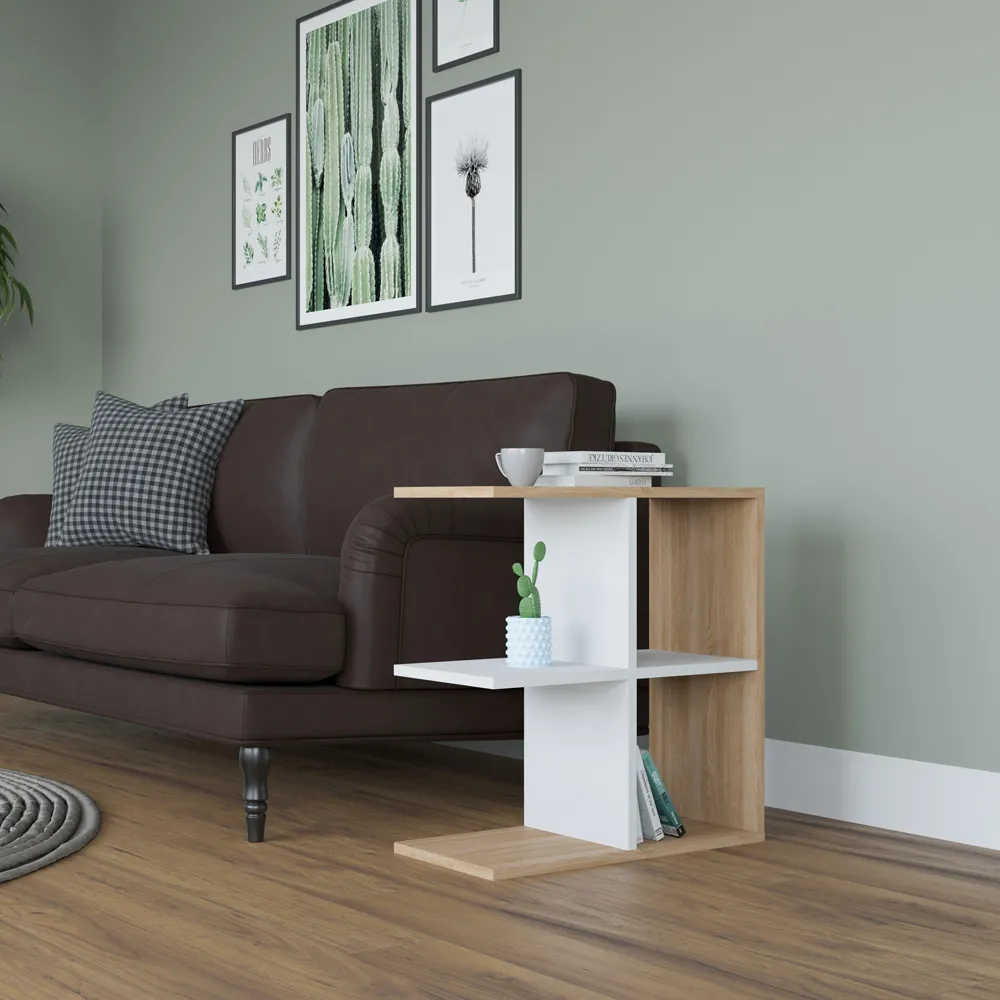 Hamlet 4 Shelf Side Table - Oak, White