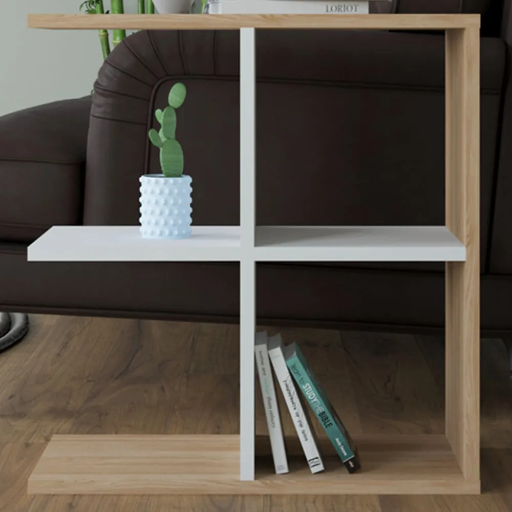 Hamlet 4 Shelf Side Table - Oak, White