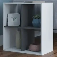 Hansen 4 Shelf Side Table - White, Melamine