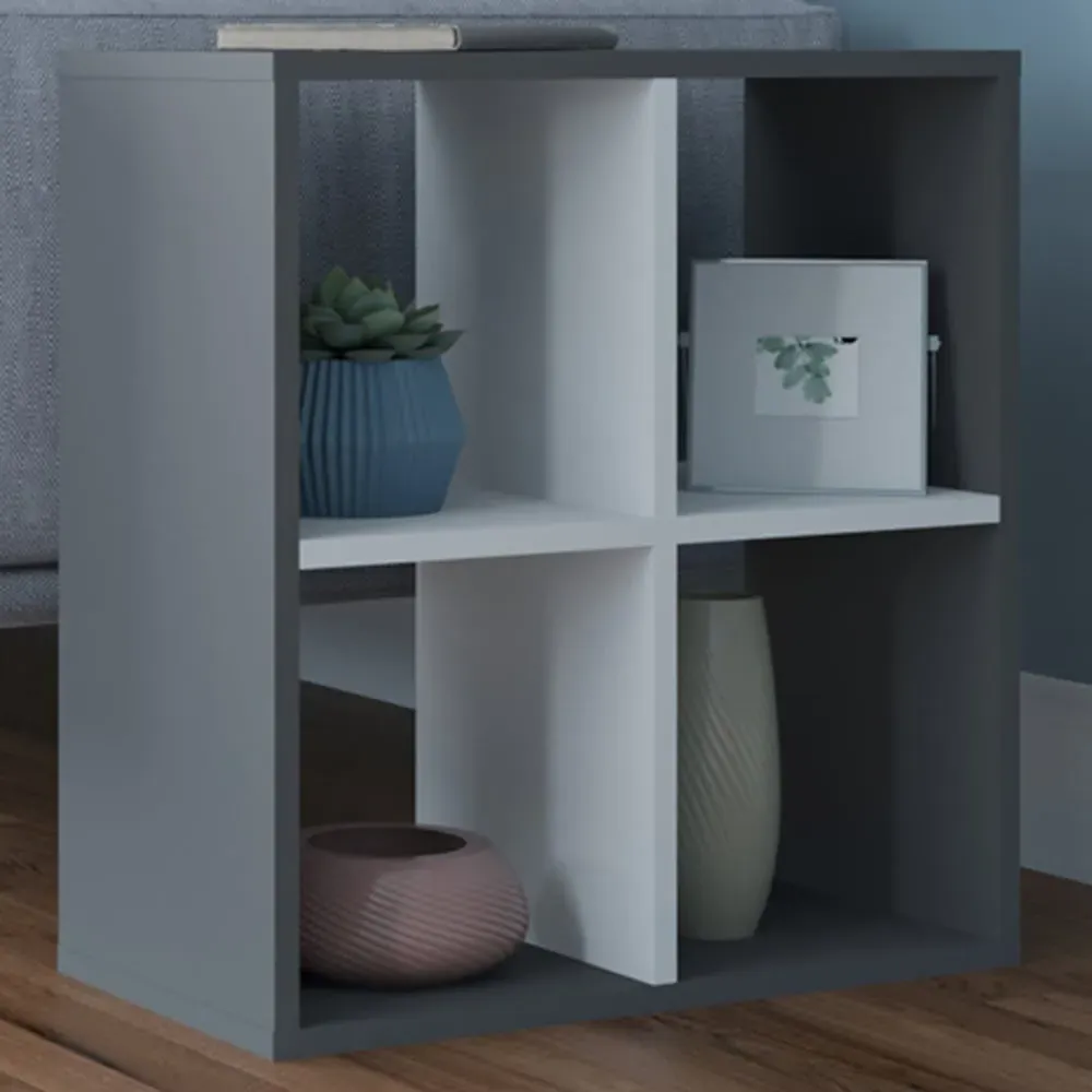 Hansen 4 Shelf Side Table - White, Melamine