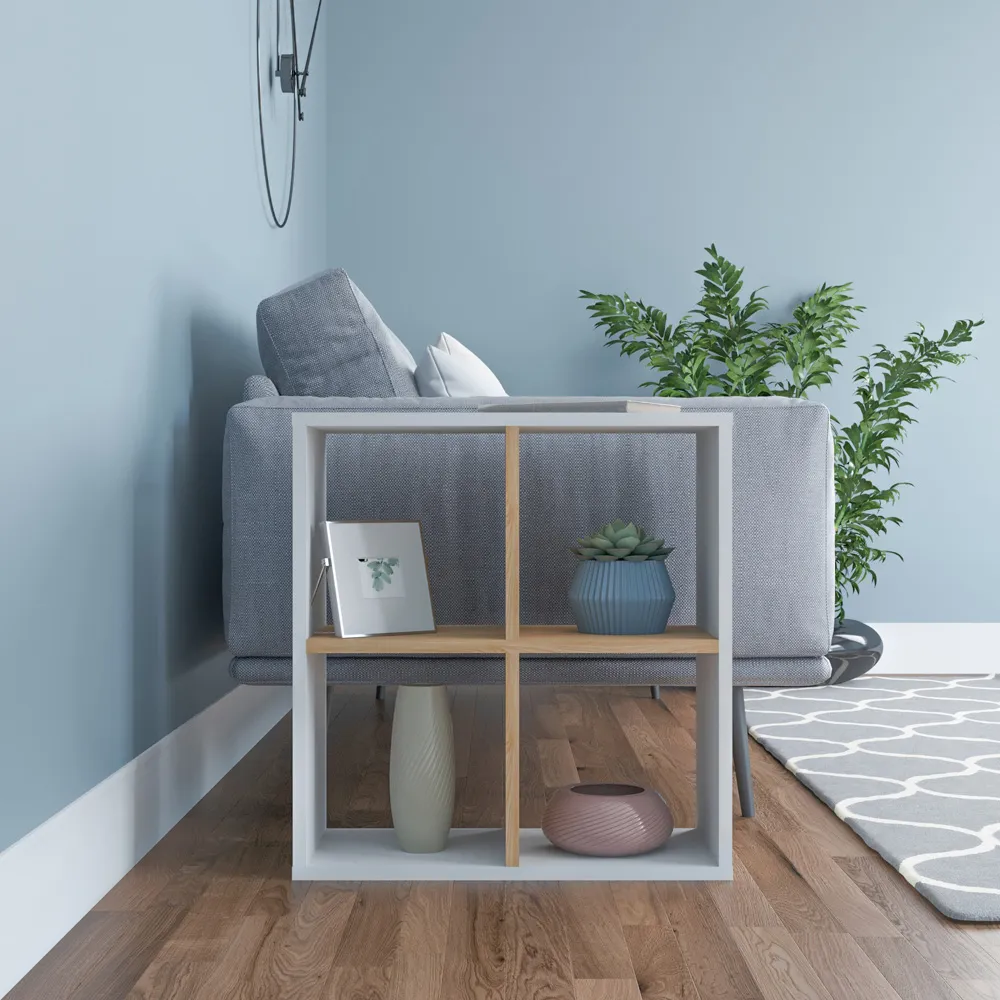 Hansen 4 Shelf Side Table - White, Melamine