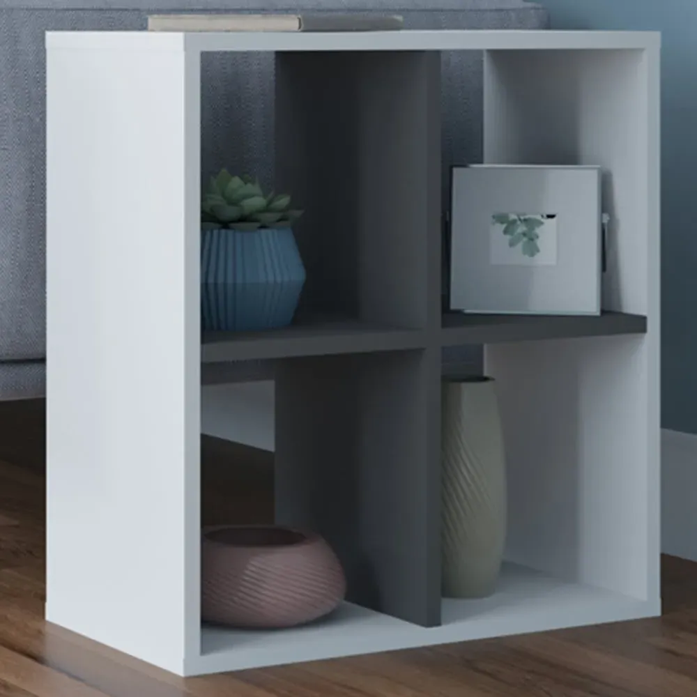 Hansen 4 Shelf Side Table - White, Melamine