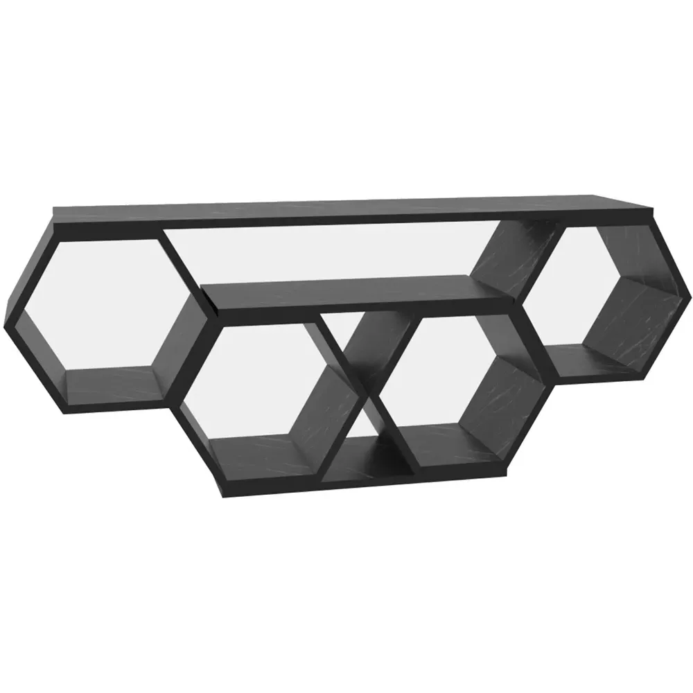 Honey Wide Hexagonal TV Unit - Black