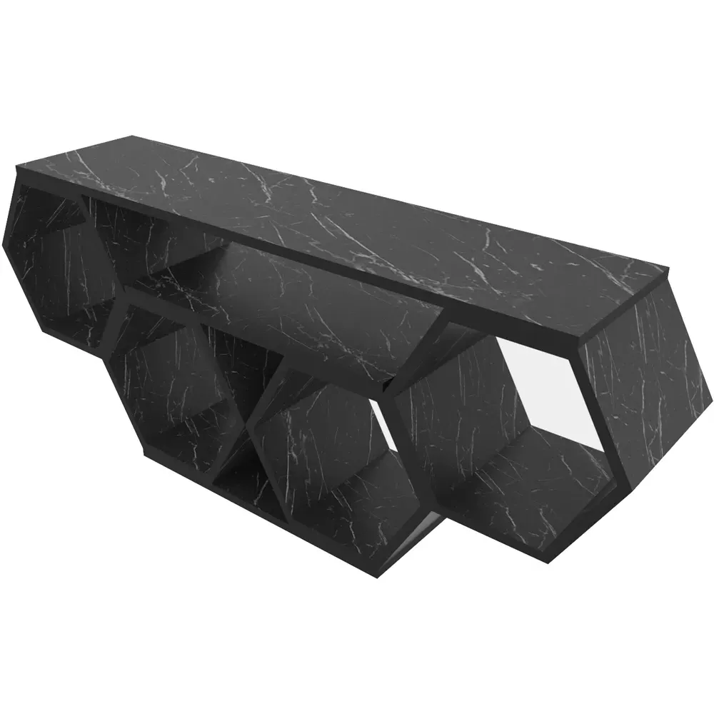 Honey Wide Hexagonal TV Unit - Black