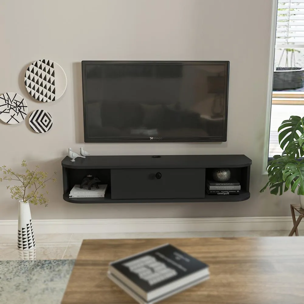 Ibarra Wall Mounted TV Unit with Storage - Black