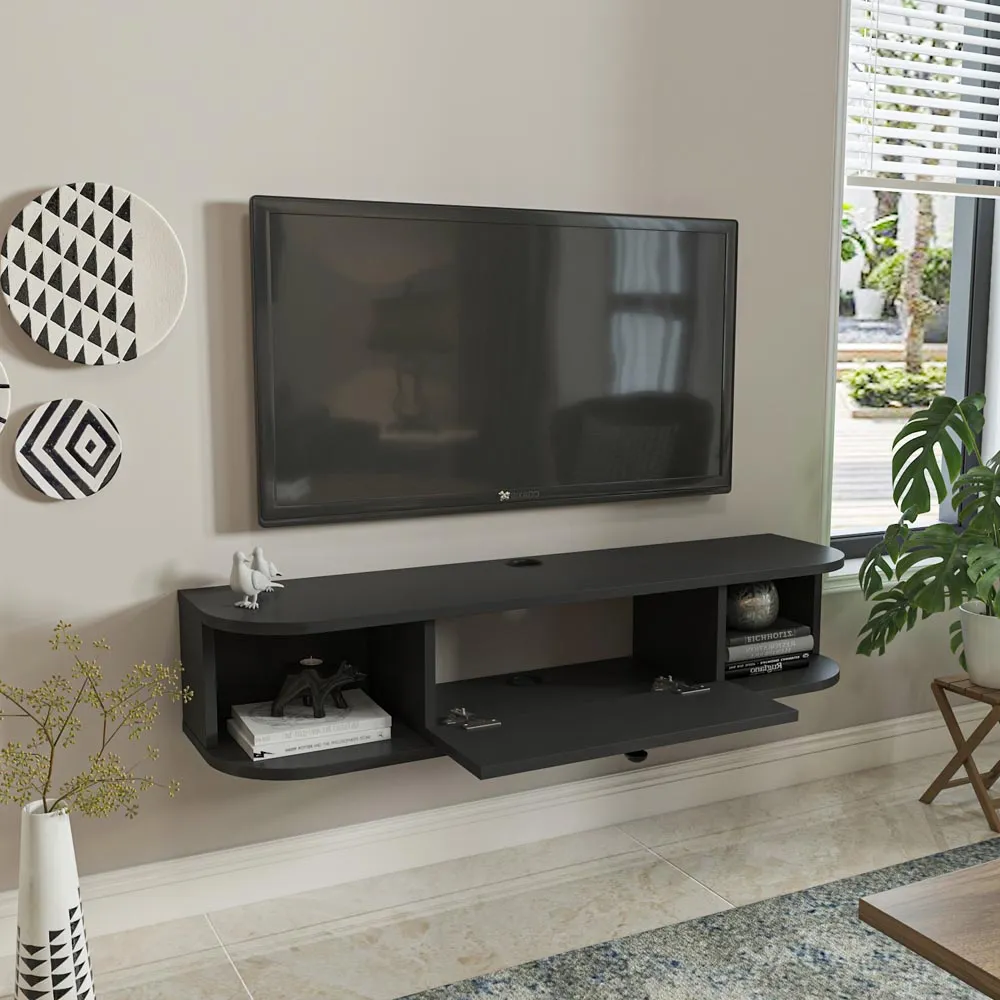 Ibarra Wall Mounted TV Unit with Storage - Black