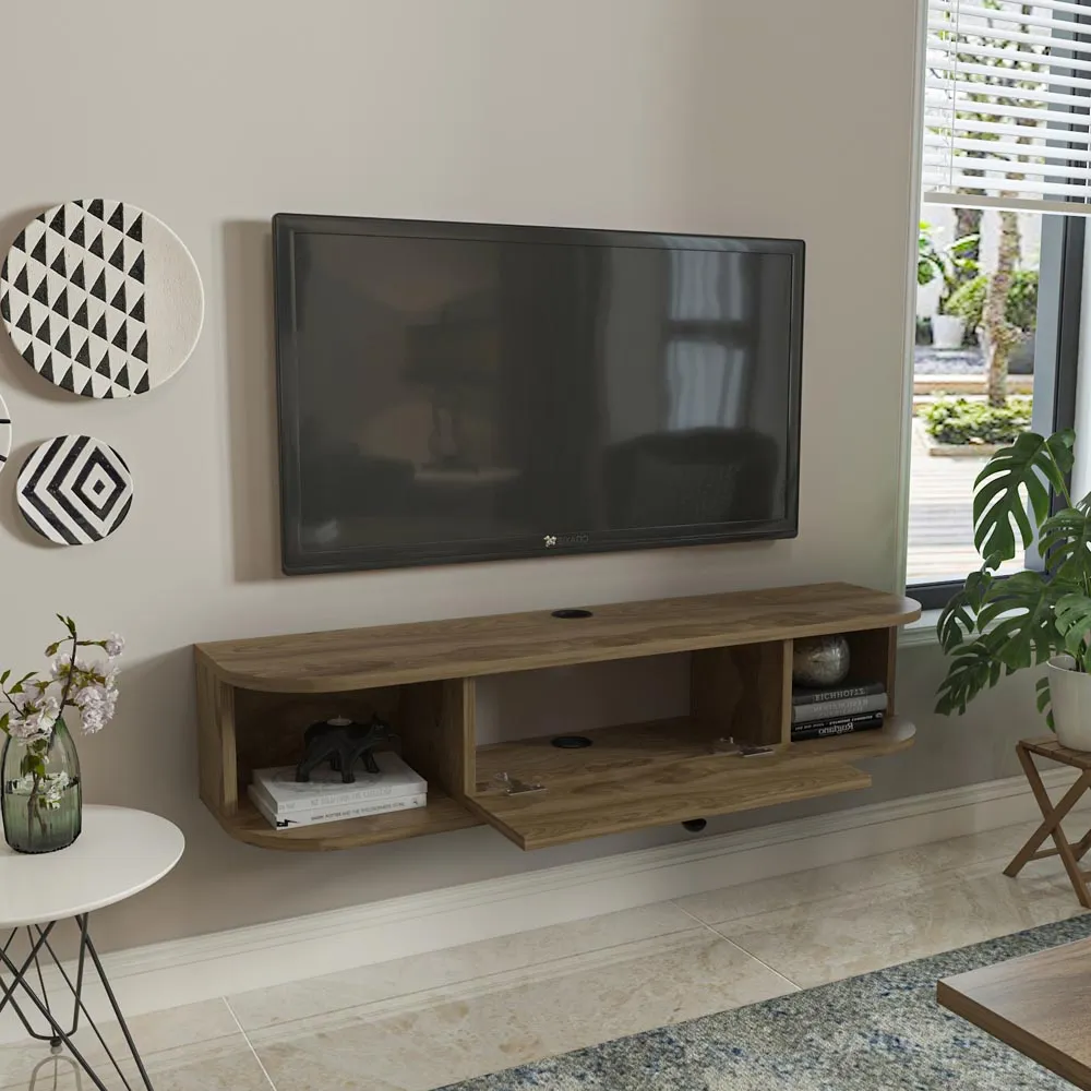 Ibarra Wall Mounted TV Unit with Storage - Brown