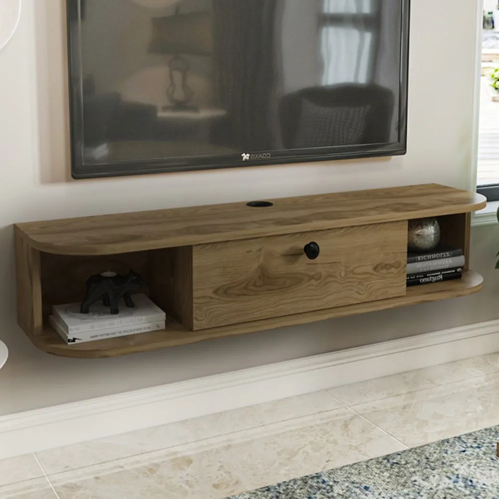 Ibarra Wall Mounted TV Unit with Storage - Brown