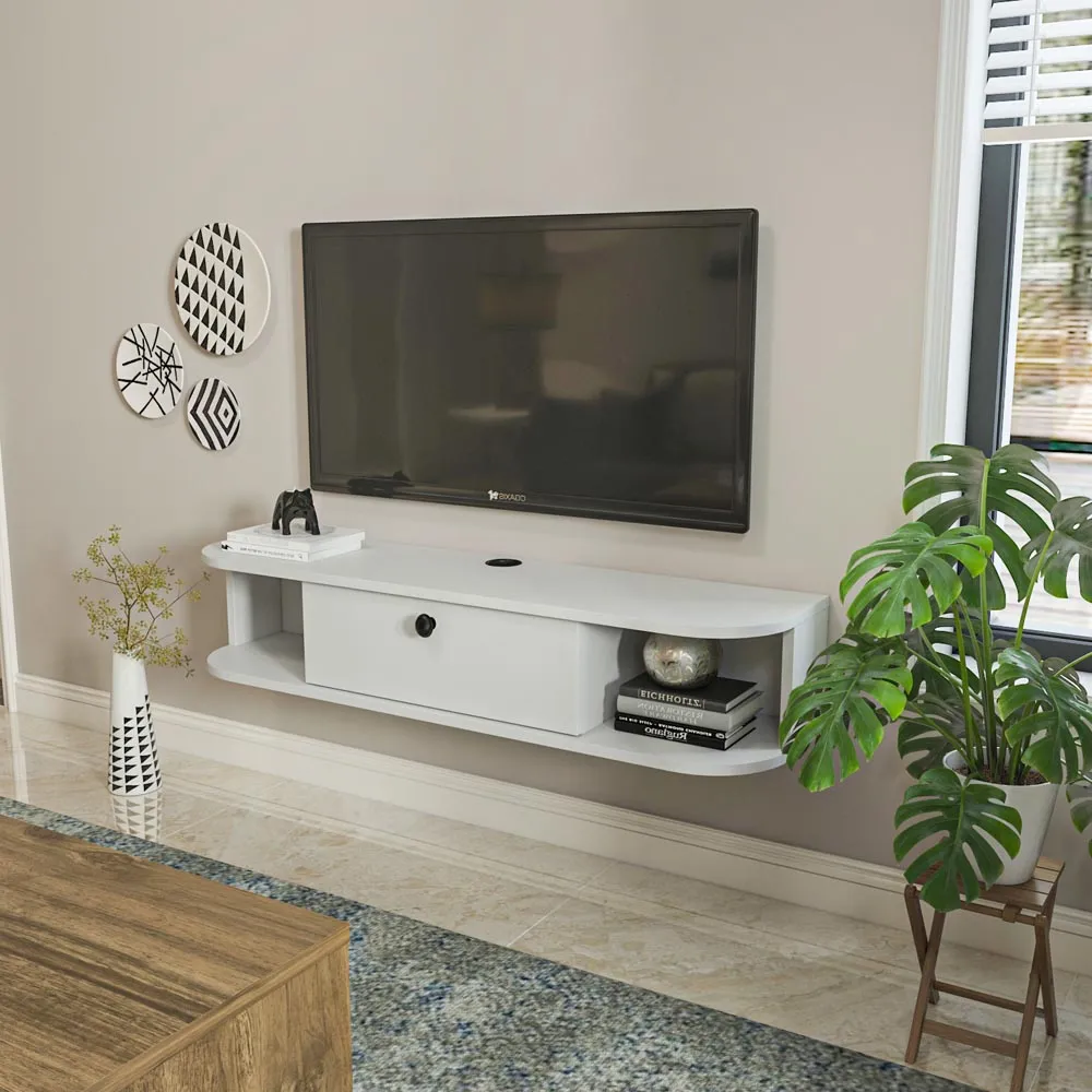 Ibarra Wall Mounted TV Unit with Storage - White