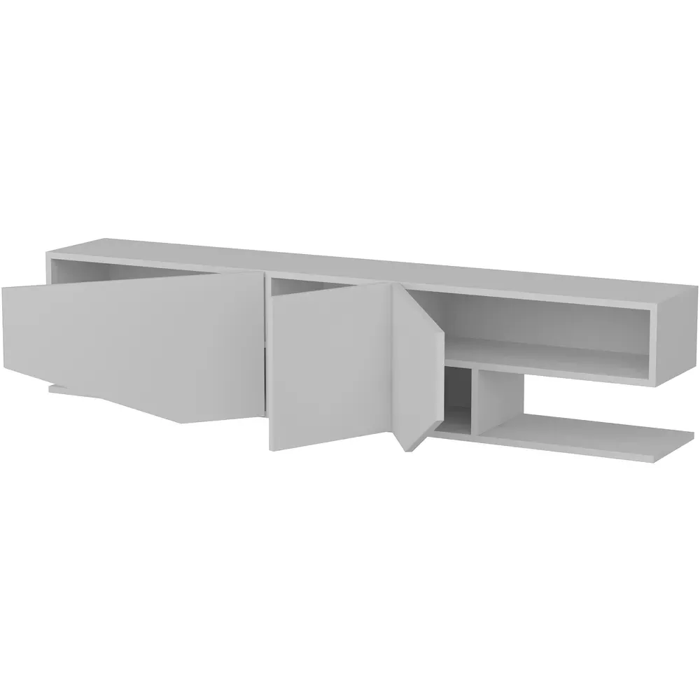 Incia 3 Door TV Unit with Storage - White, High Gloss