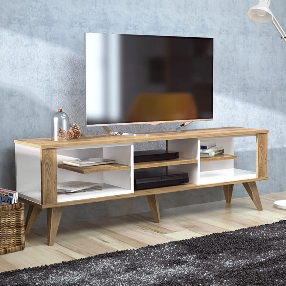 Ionis 6 Shelf TV Unit - White, Oak image
