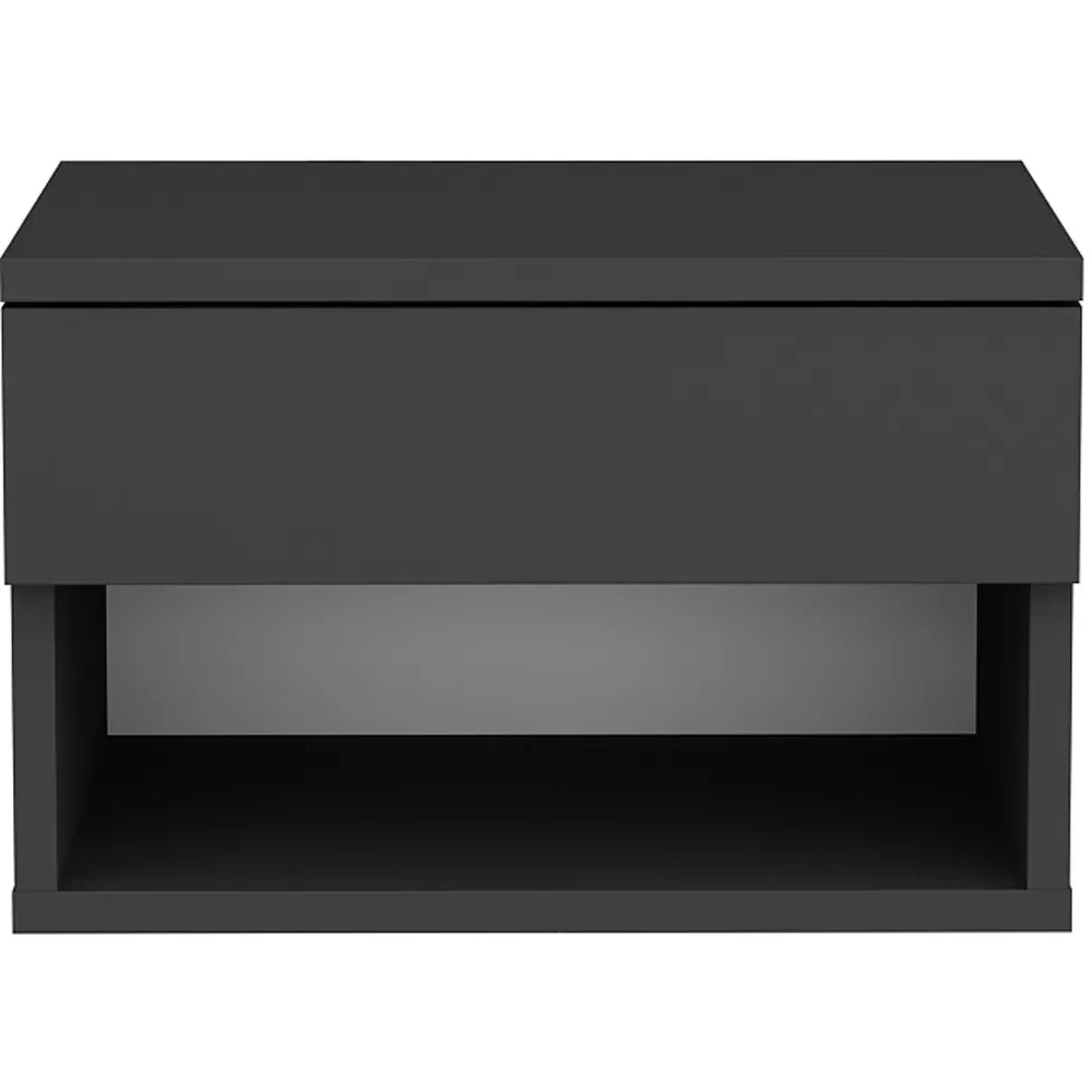Jamot Single Drawer Floating Bedside Table - Black