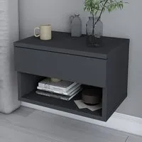 Jamot Single Drawer Floating Bedside Table - Black