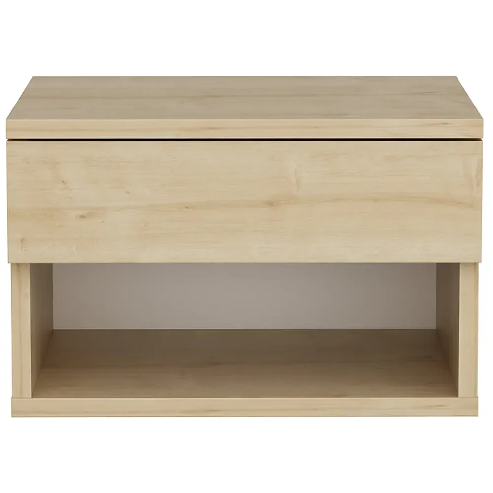 Jamot Single Drawer Floating Bedside Table - Oak