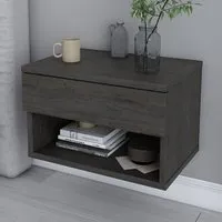 Jamot Single Drawer Floating Bedside Table - Wenge
