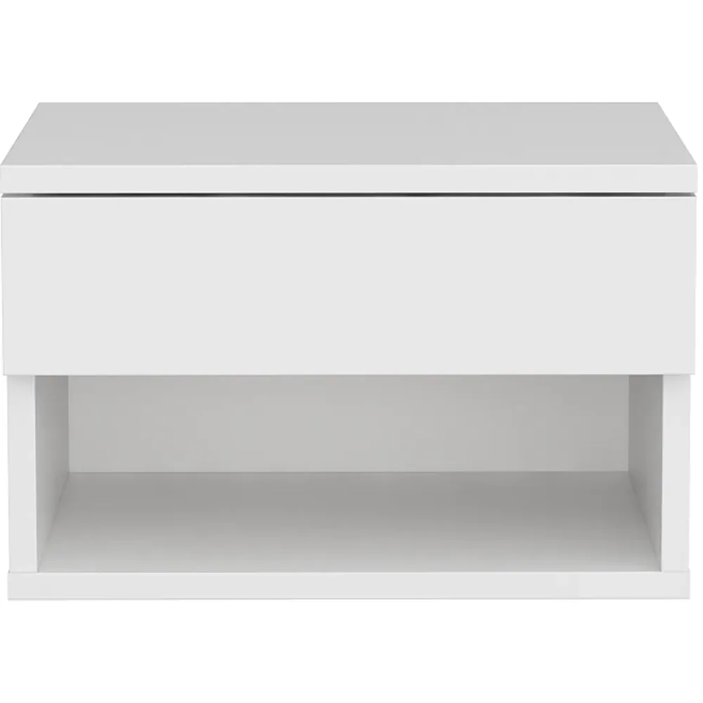 Jamot Single Drawer Floating Bedside Table - White