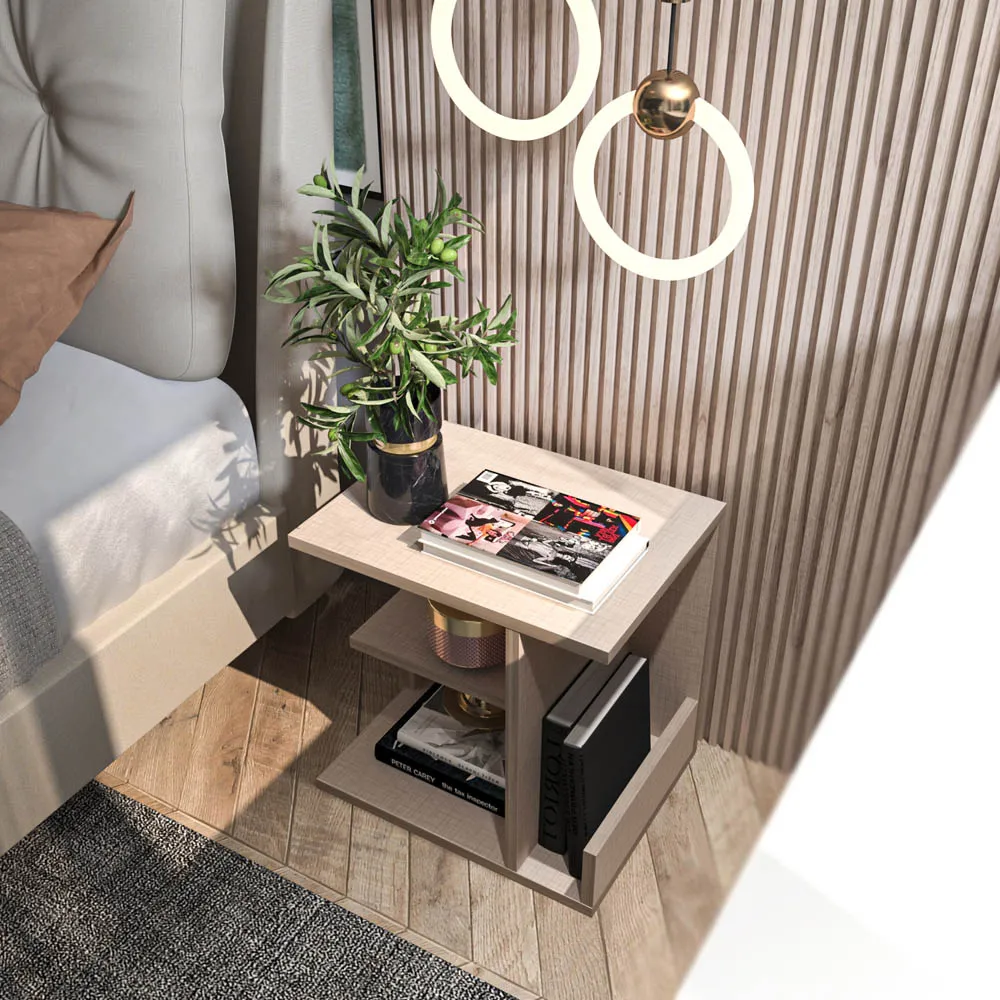 Karamira 3 Shelf Bedside Table - Cream