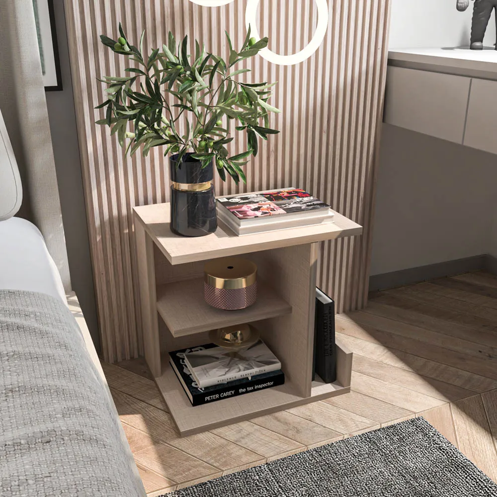 Karamira 3 Shelf Bedside Table - Cream