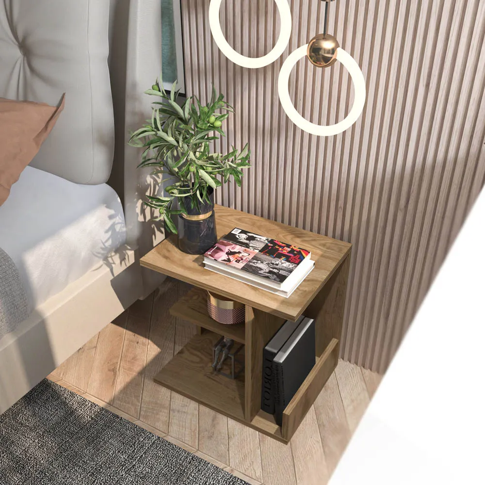 Karamira 3 Shelf Bedside Table - Oak