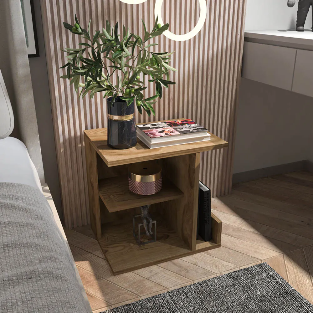 Karamira 3 Shelf Bedside Table - Oak