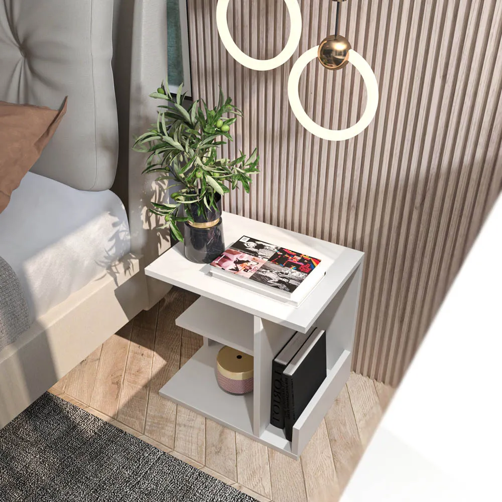 Karamira 3 Shelf Bedside Table - White
