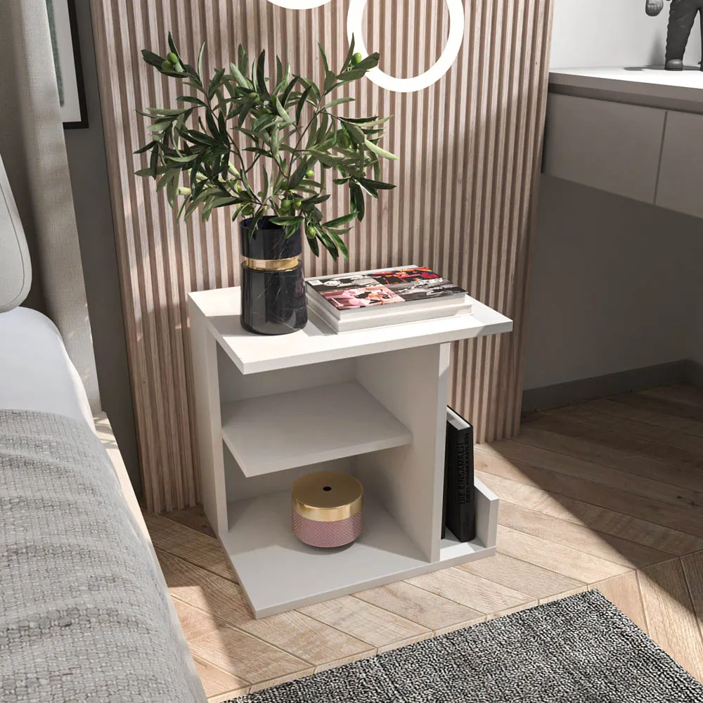 Karamira 3 Shelf Bedside Table - White