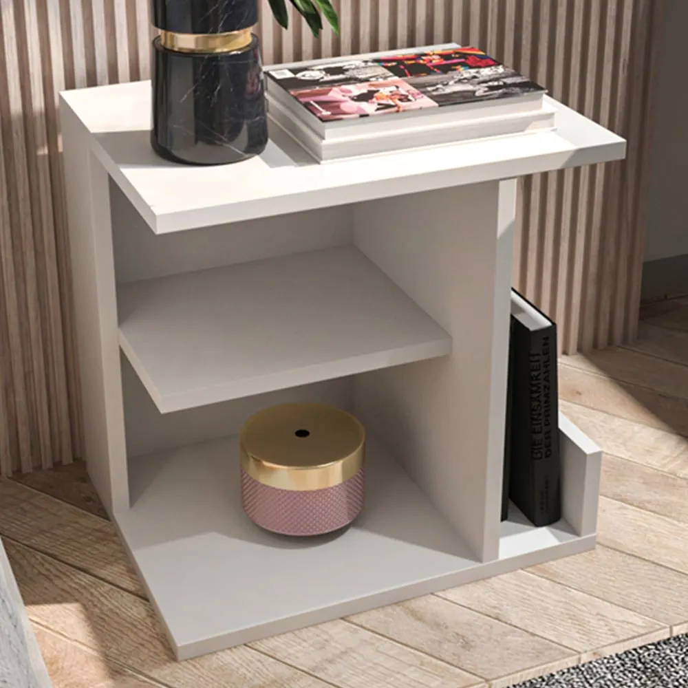 Karamira 3 Shelf Bedside Table - White