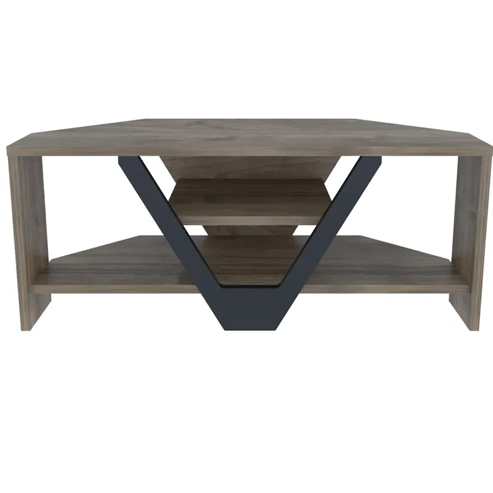 Karin 2 Shelf Corner TV Unit - Walnut, Black