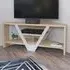 Karin Corner TV Unit with 2 Shelves - Oak, White