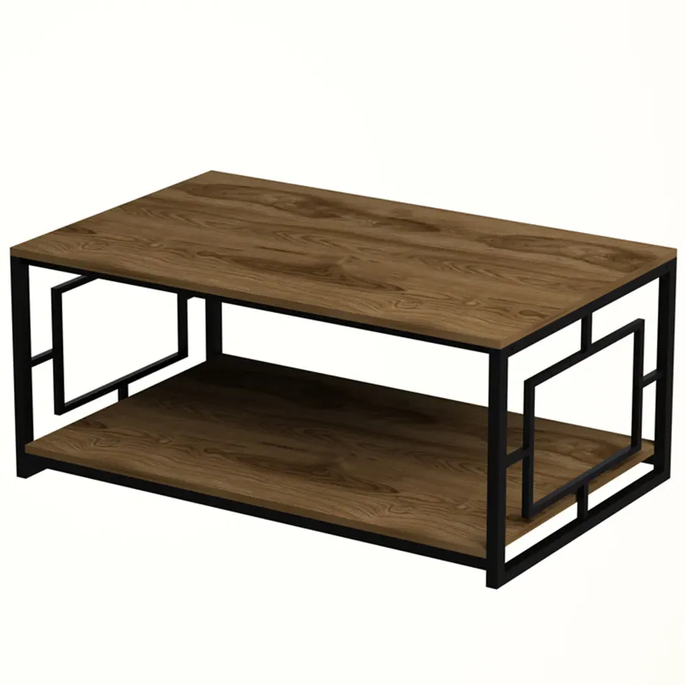 Kelvin Single Shelf Coffee Table with Metal Frame - Multi