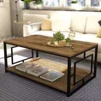 Kelvin Single Shelf Coffee Table with Metal Frame - Multi