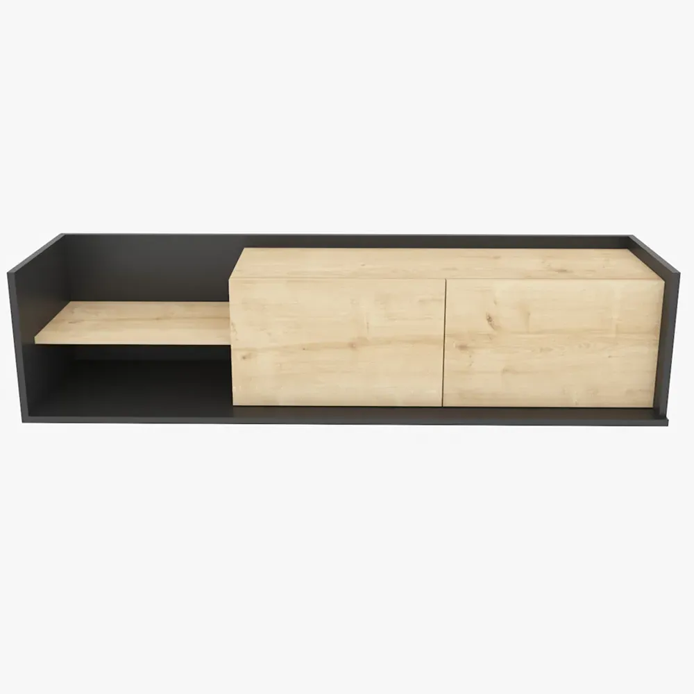 Krog 2 Door 2 Shelf TV Unit - Anthracite, Sapphire Oak