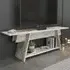 Lanca Single Shelf TV Unit - White Marble Effect