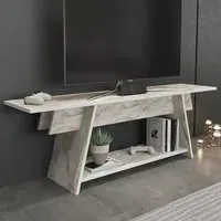 Lanca Single Shelf TV Unit - White Marble Effect