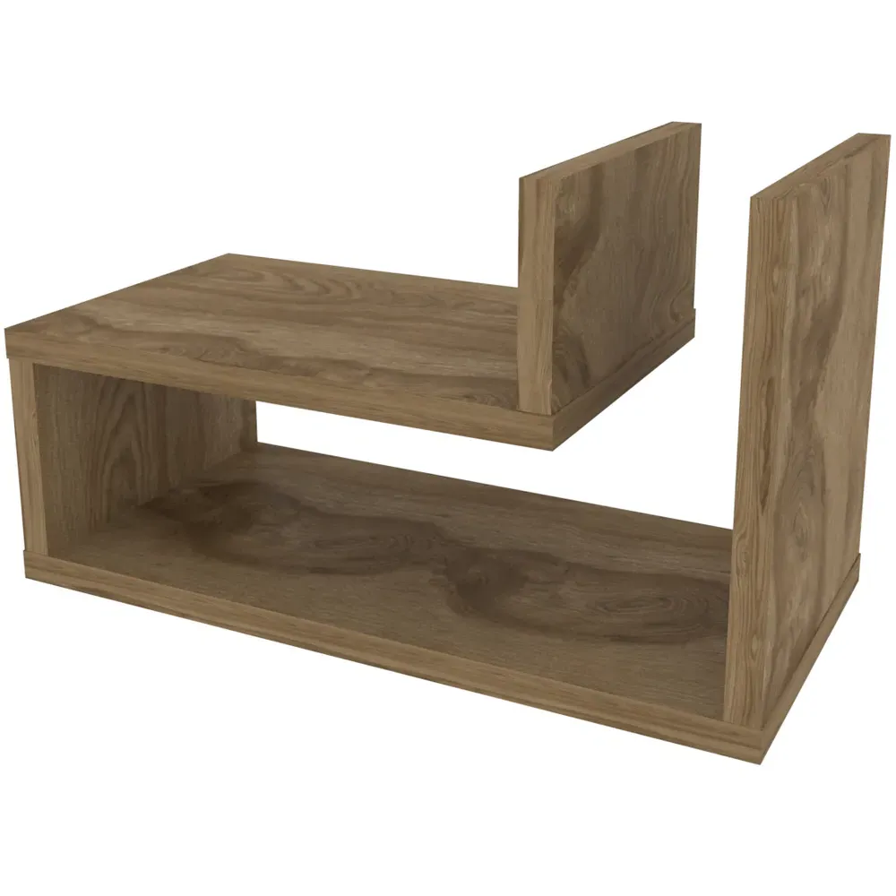 Lara L-Shaped Floating Bedside Table - Brown