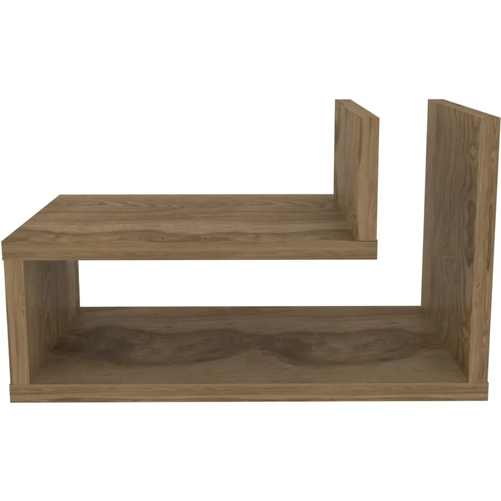 Lara L-Shaped Floating Bedside Table - Brown