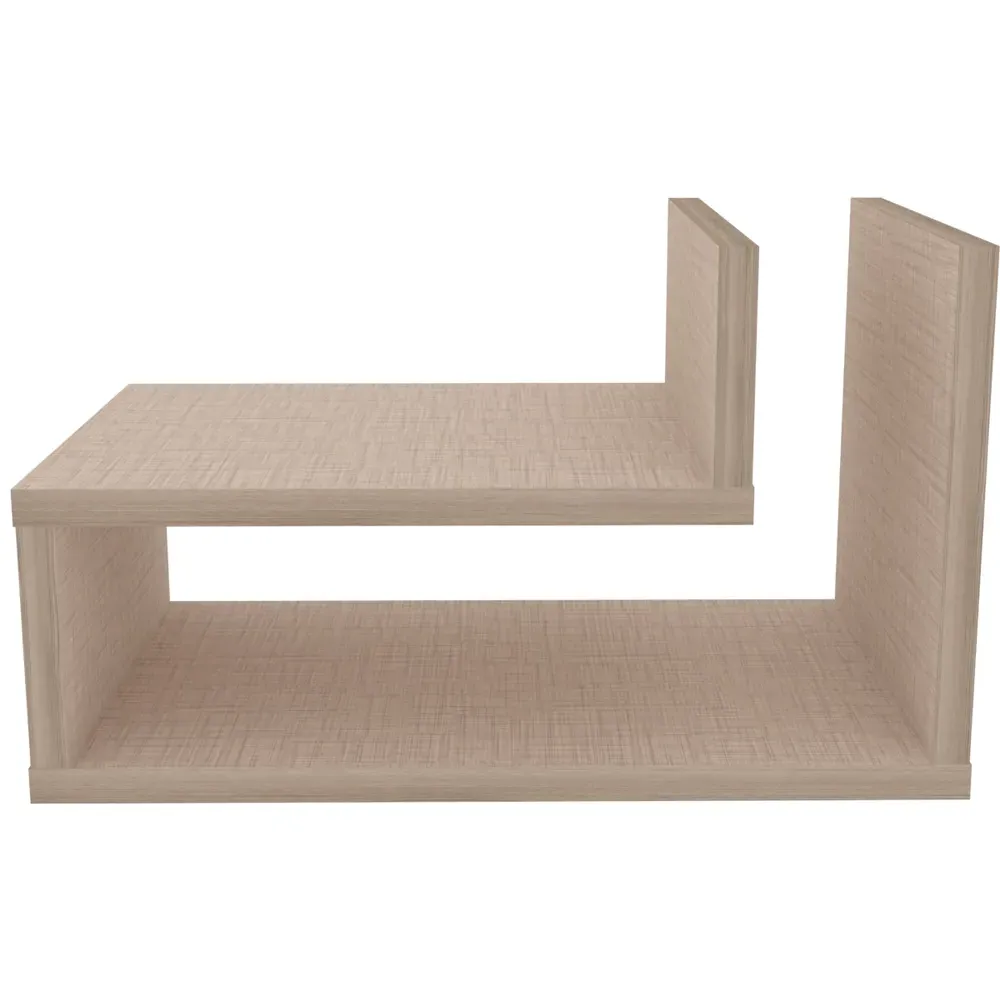 Lara L-Shaped Floating Bedside Table - Cream