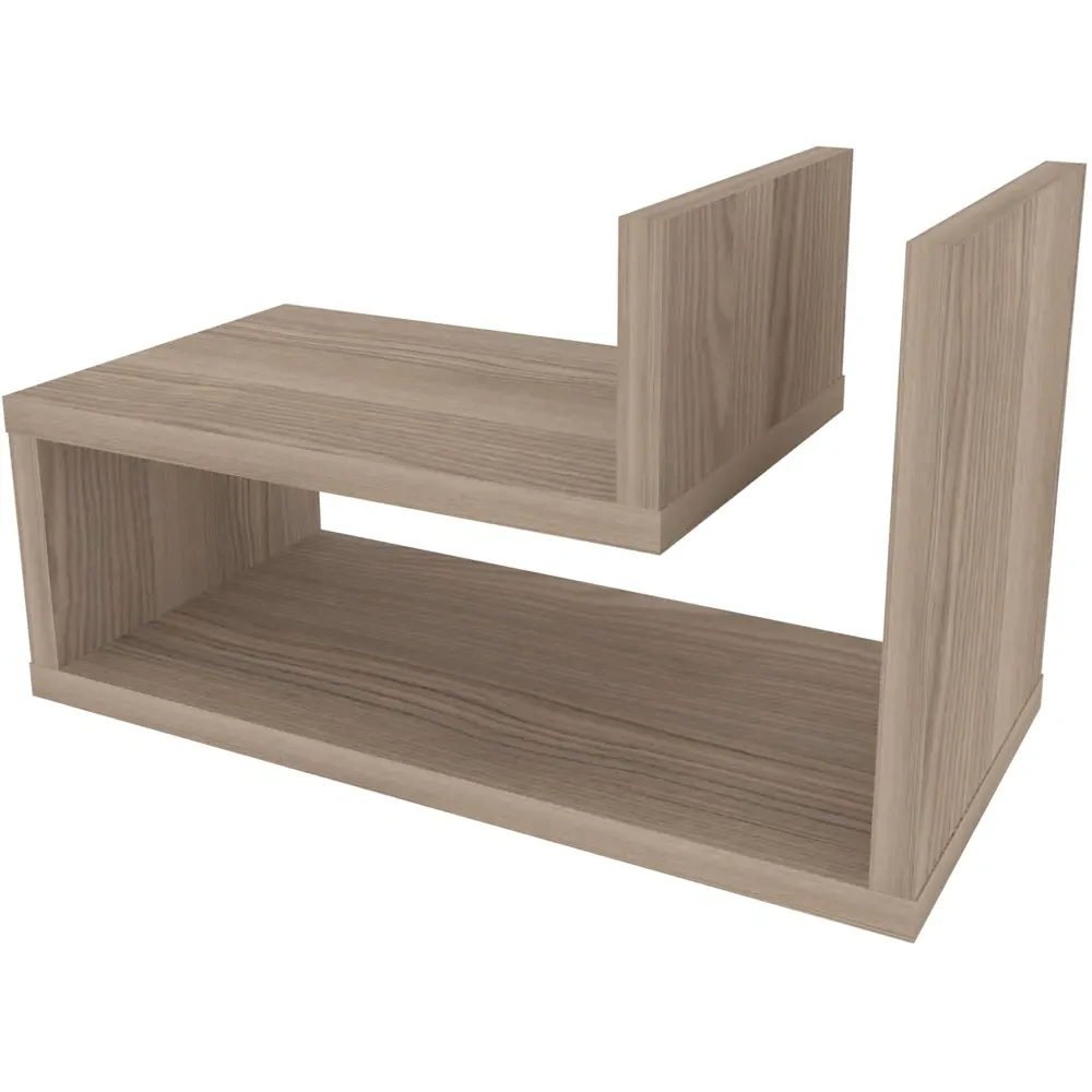 Lara L-Shaped Floating Bedside Table - Silver