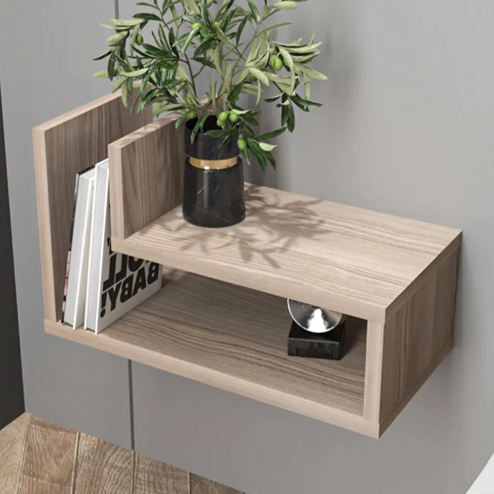 Lara L-Shaped Floating Bedside Table - Silver